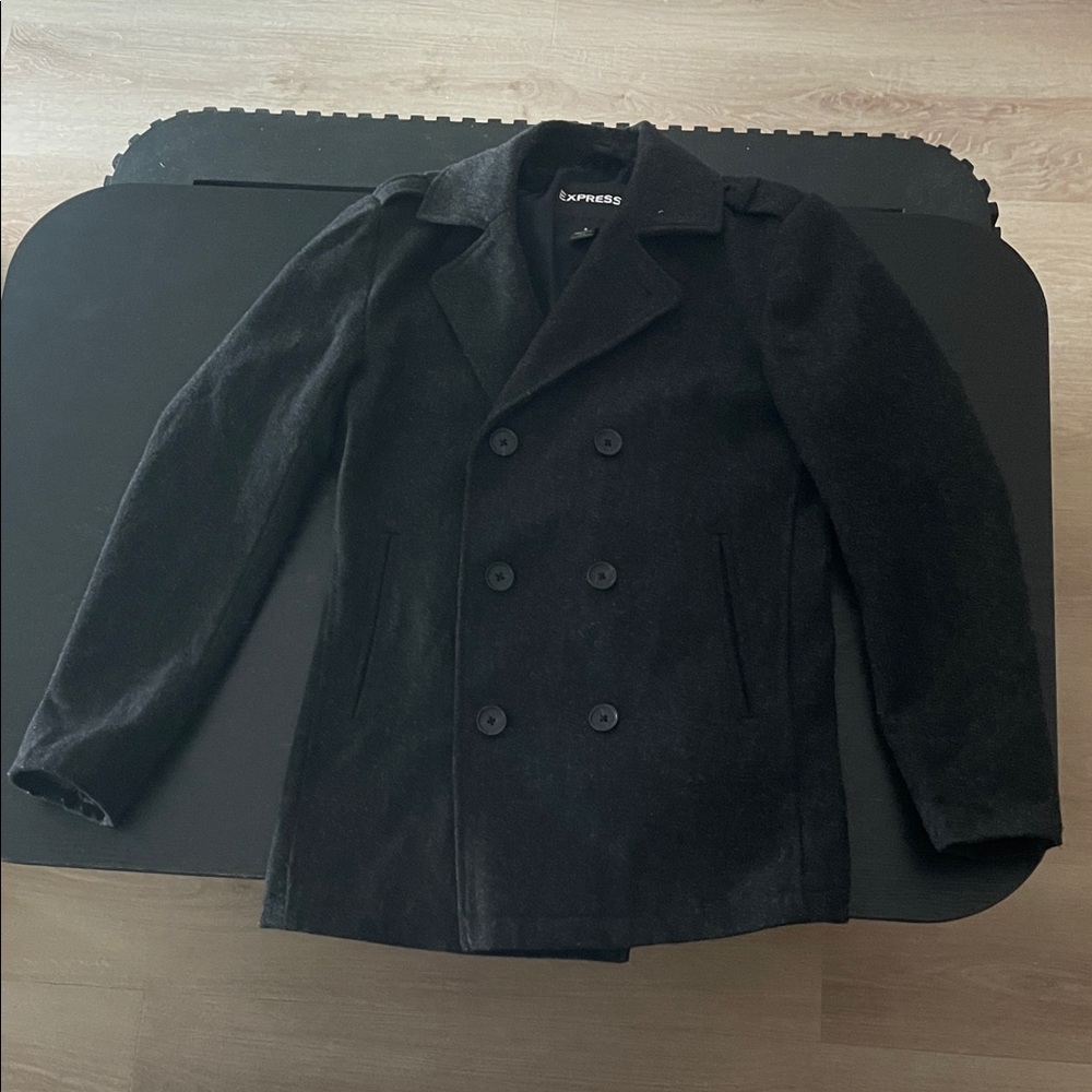 Express Men's Black Peacoat